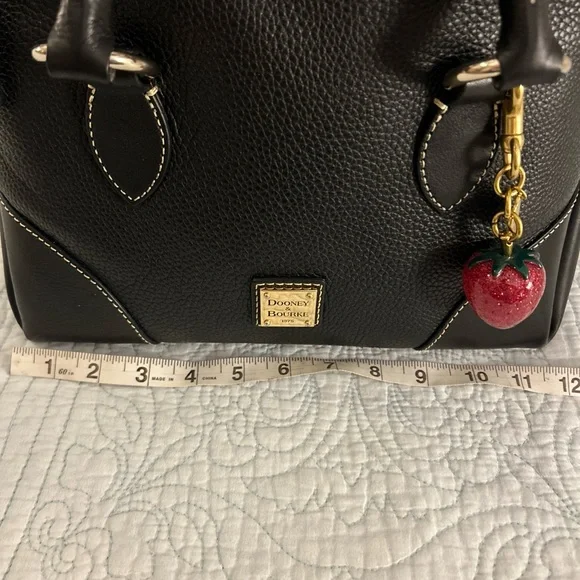 Dooney & Bourke Florentine & Pebbled Leather Satchel 30 Black Satchel w/ 🍓 Charm - Picture 14 of 16